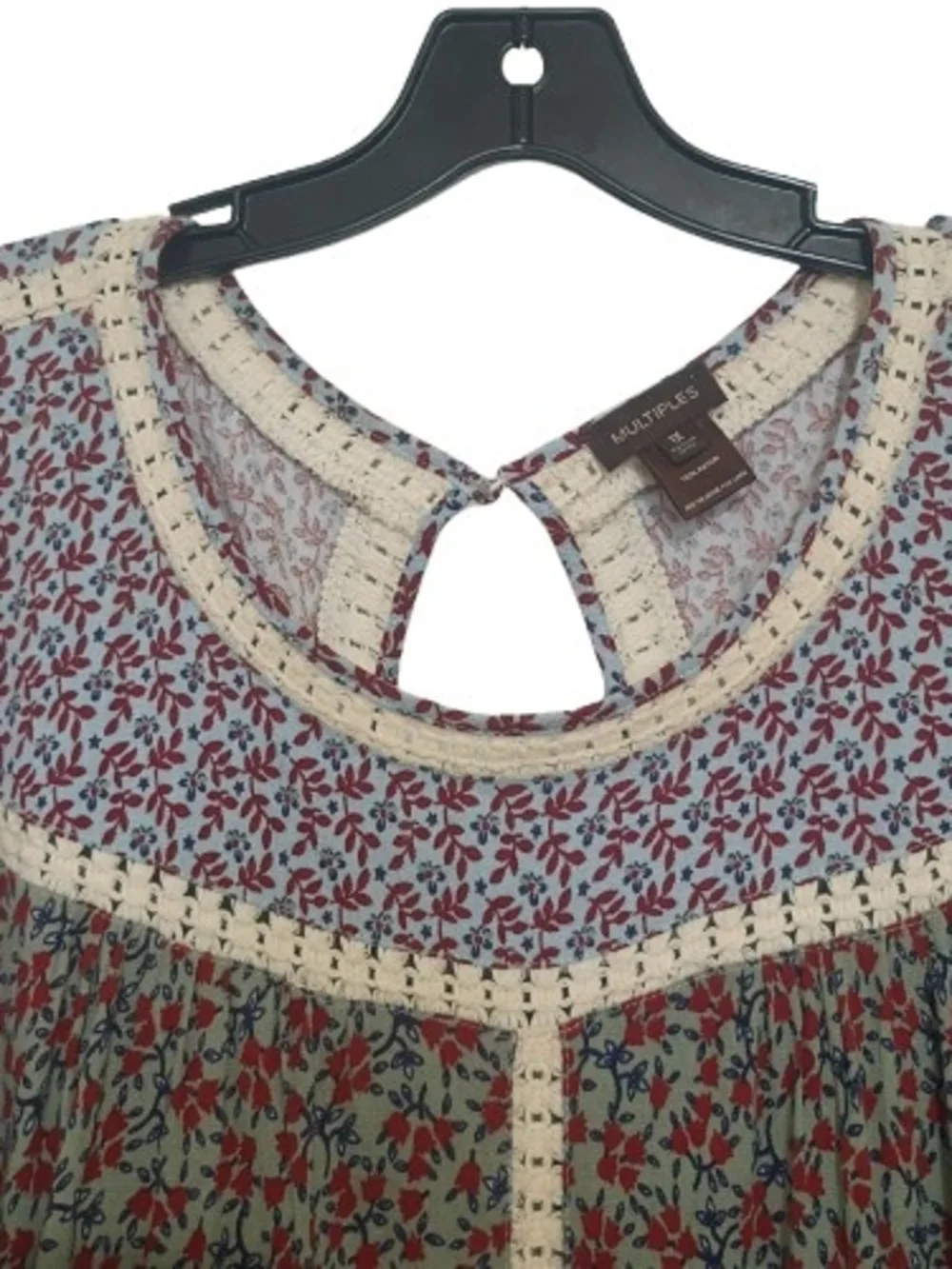 Boho Floral Patchwork Print Cottage Fairy Blouse 1X Festival Romantic - Picture 6 of 12
